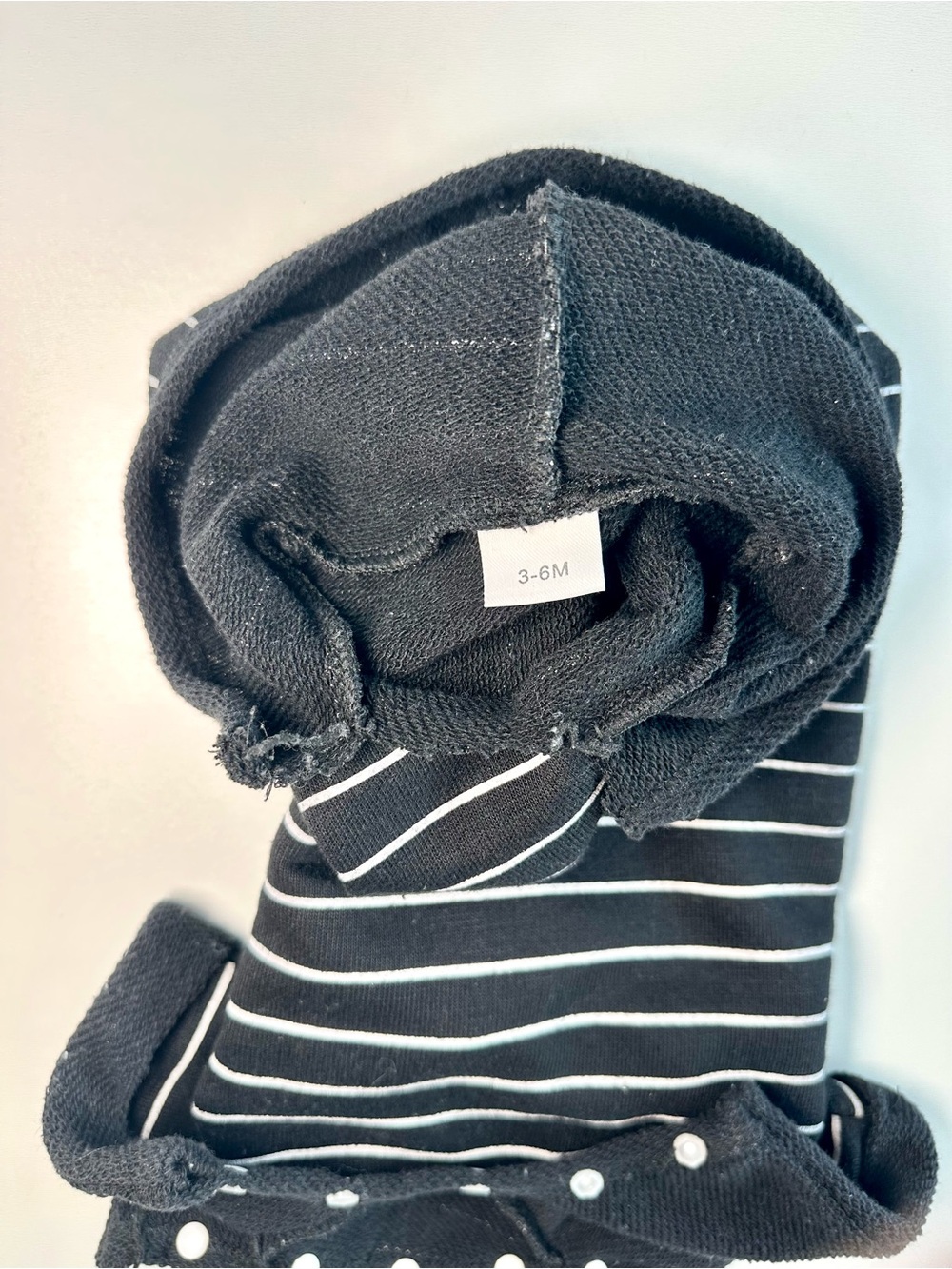 Striped Short-Sleeve Hoodie Baby Rompers Tan Pocket - Black & White -3 Pack - Picture 8 of 11